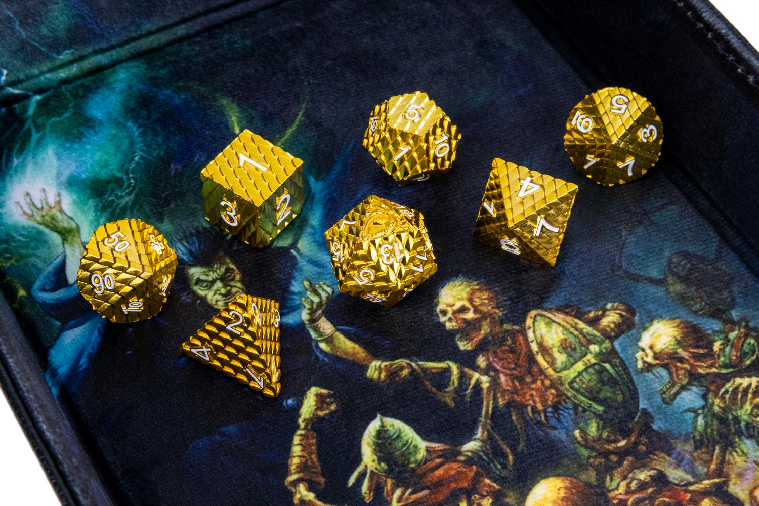 D&D Officially Licensed Dragon Scale Metal Dice Set: Gold