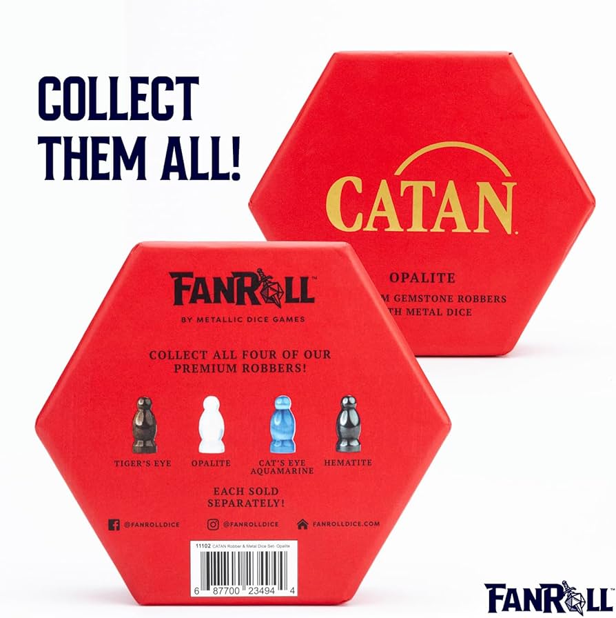 Catan Official Premium Robber & Metal Dice Set- Hematite