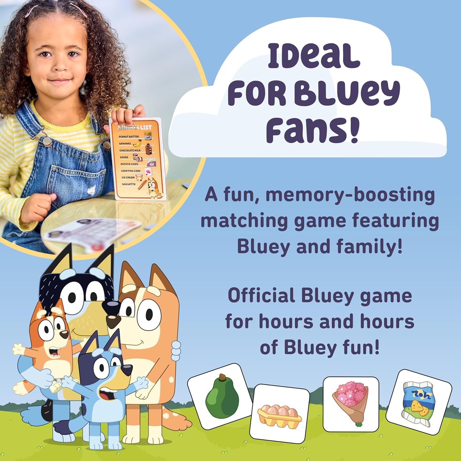 Official Bluey Shopping List Game, Memory and Matching Game