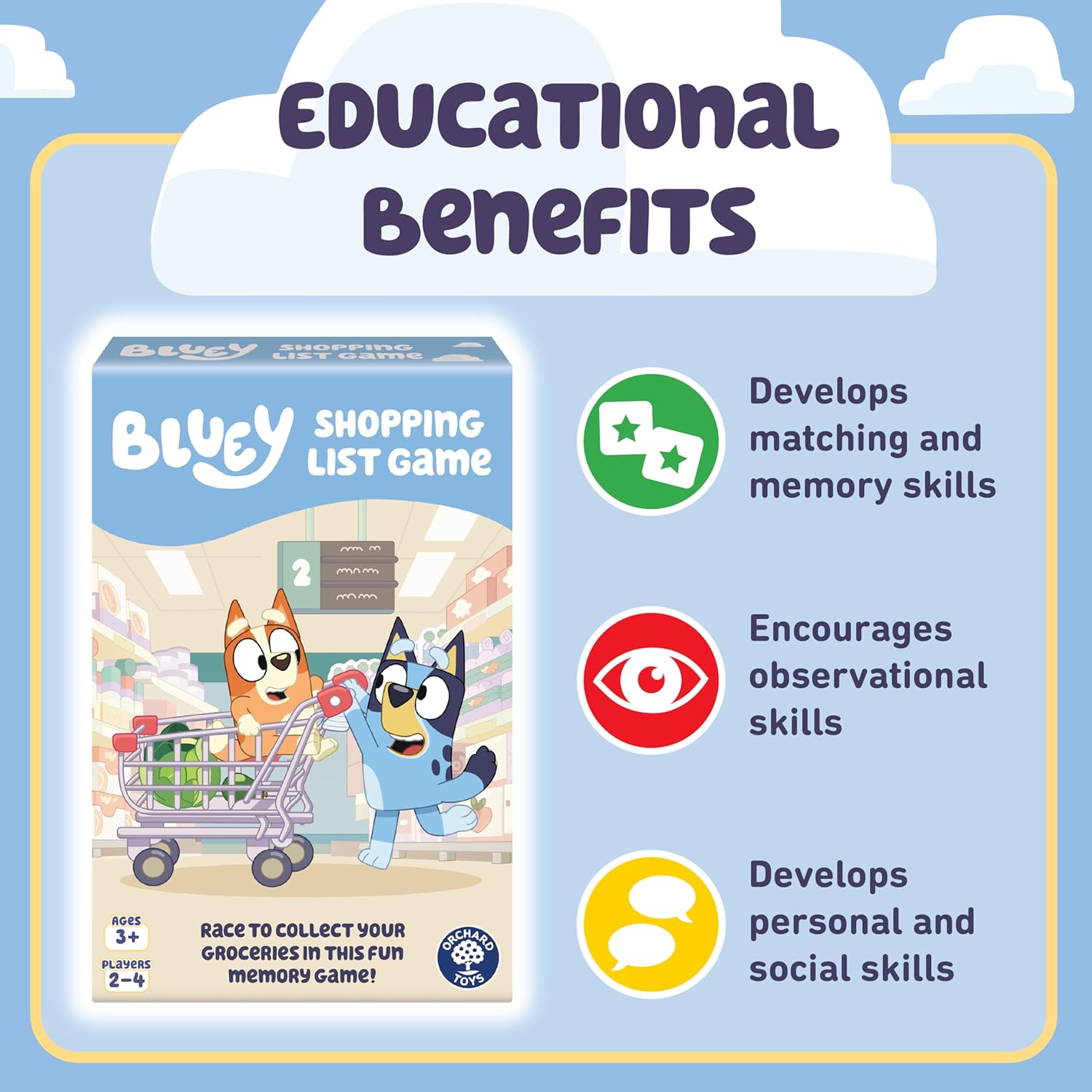 Official Bluey Shopping List Game, Memory and Matching Game