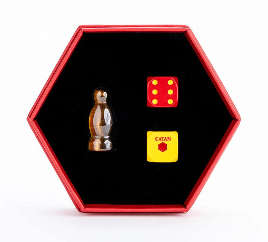 Catan Official Premium Robber & Metal Dice Set- Tiger's Eye